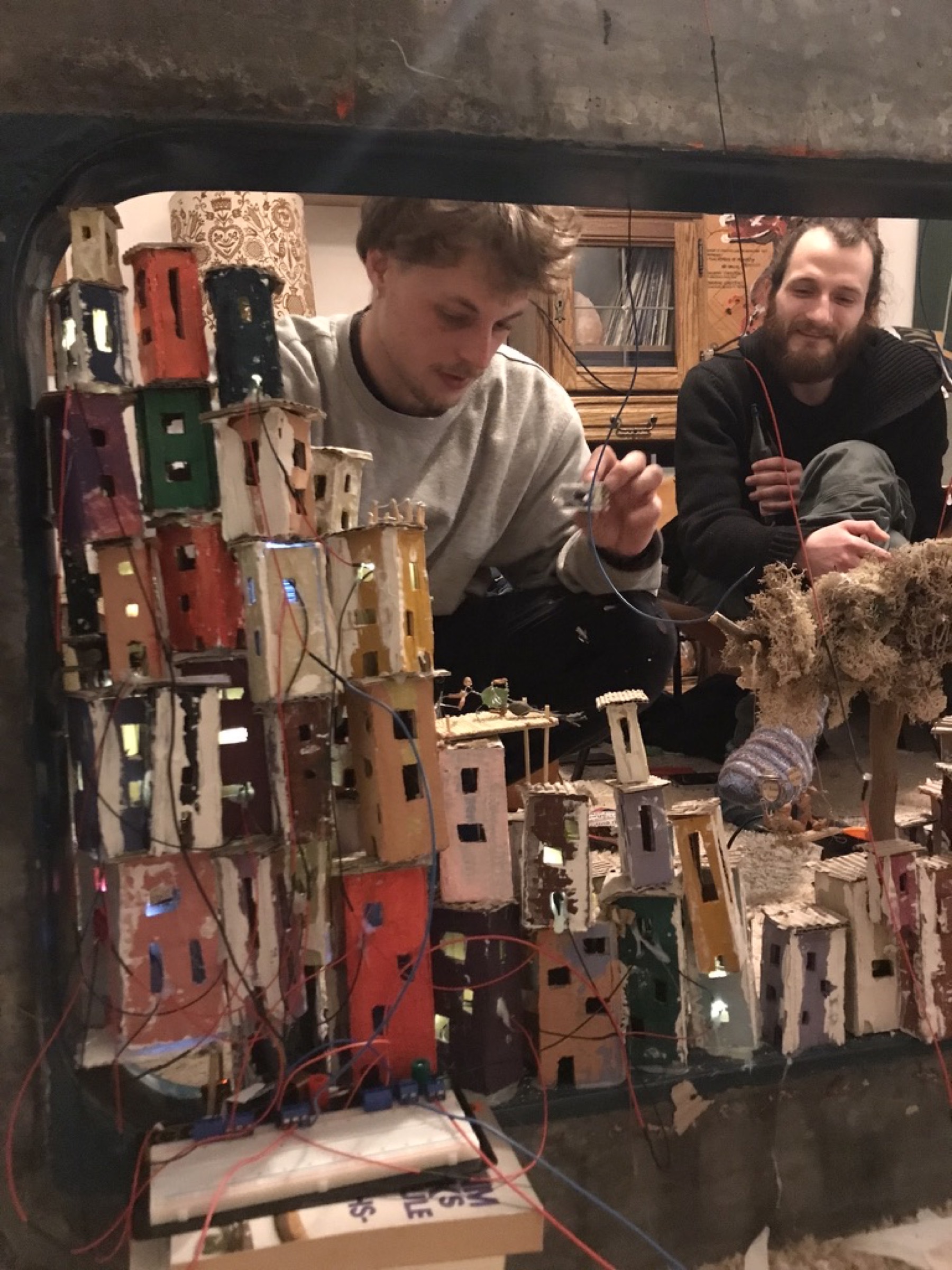 Electrical lighting being installed in the Green Berlin miniature