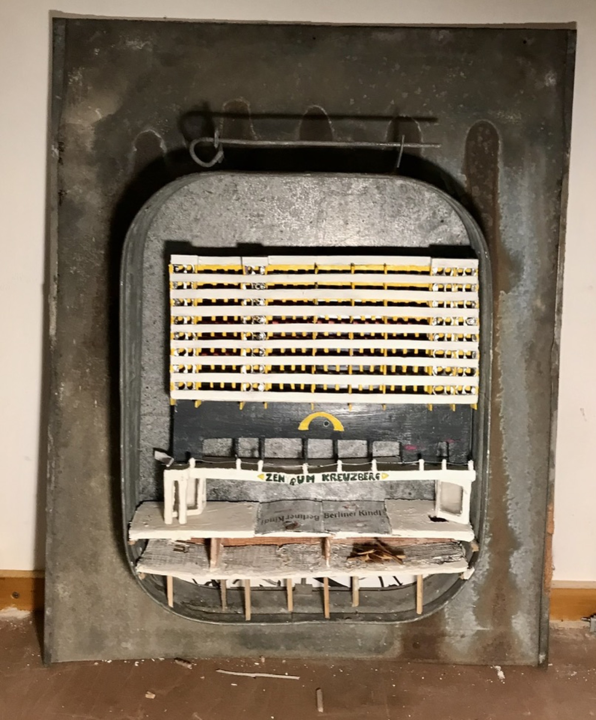 Completed building structure with façade and base