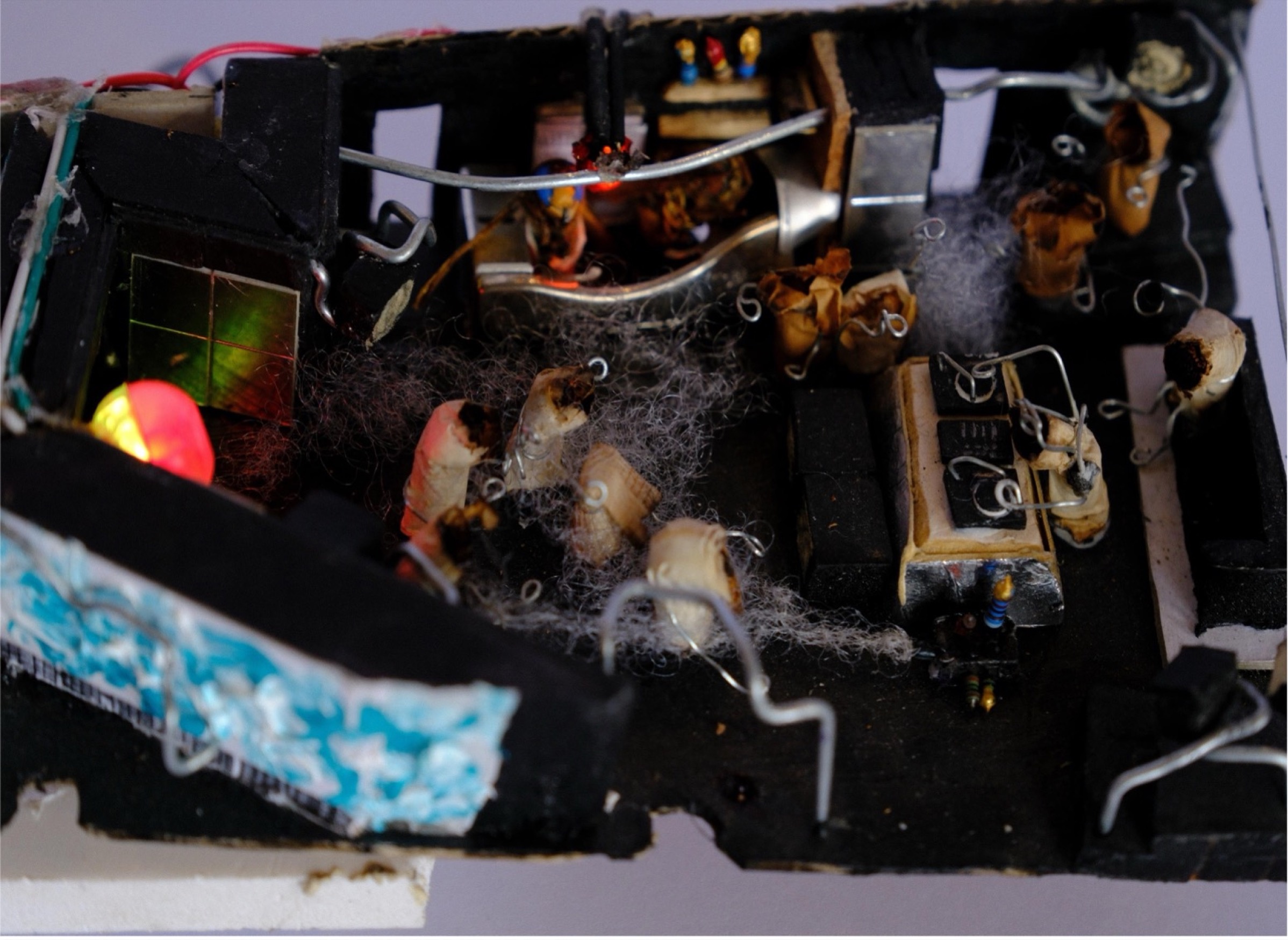 Foggy miniature techno floor and DJ booth